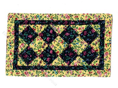(image for) Miniature Yellow/Navy Diamond Quilt for Dollhouses