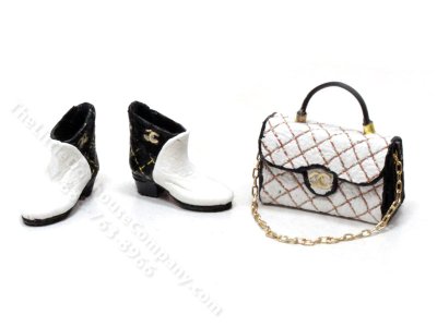 (image for) Chanel Black and White Boots and Matching Purse Judith Blondell