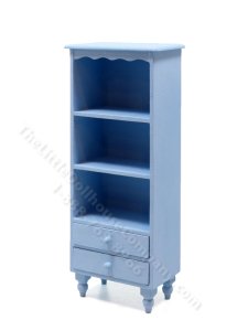 (image for) Miniature Light Blue Shelf Unit with Drawers for Dollhouses