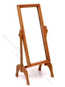 (image for) Miniature Oak Cheval Mirror for Dollhouses