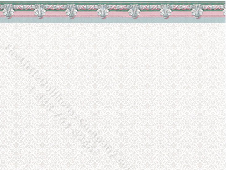 (image for) Dollhouse Scale Model Wallpaper - Grey Floral Damask w/ Border