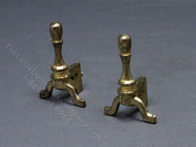 (image for) Miniature Fireplace Andirons for Dollhouses - Brass