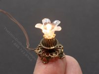 (image for) Miniature 12V Brass Floral Table Lamp for Dollhouses