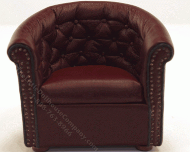 (image for) Miniature Red Leather Tufted Chair by Judith Blondell