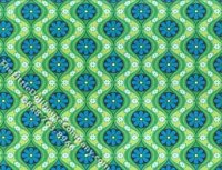 (image for) Blue & Green Mod Daisy Pattern Miniature Dollhouse Wallpaper