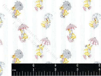 (image for) It's Raining Ducks Pattern Miniature Wallpaper for Dollhouses