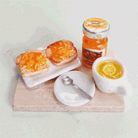 (image for) Miniature Breakfast Tray with Toast, Peach Jam, and Lemon Tea
