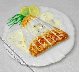 (image for) Miniature Salmon on a Plate for Dollhouses