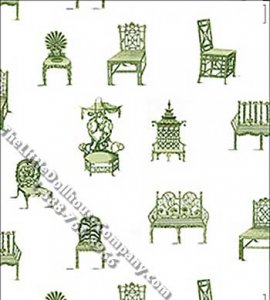 (image for) Green Chairs Pattern Miniature Wallpaper for Dollhouses