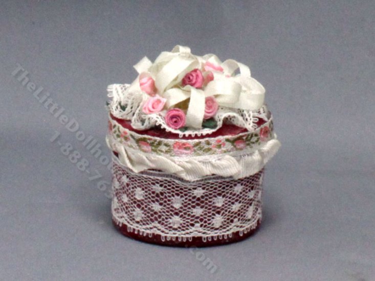 (image for) Miniature Vintage Floral and Lace Hat Box