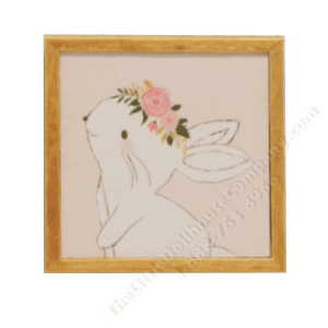 (image for) Miniature Small Scale Square Print of Bunny in a Flower Crown