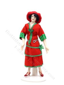 (image for) Miniature Handcrafted Vintage 1920s Woman in Red