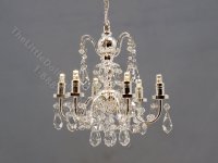 (image for) Miniature Battery Operated 6-Arm Silver Crystal Chandelier with Wand