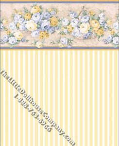 (image for) Spring Baskets/Stripe Pattern Miniature Wallpaper for Dollhouses