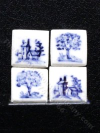 (image for) Miniature Blue Delft Tile for Decorating for Dollhouses