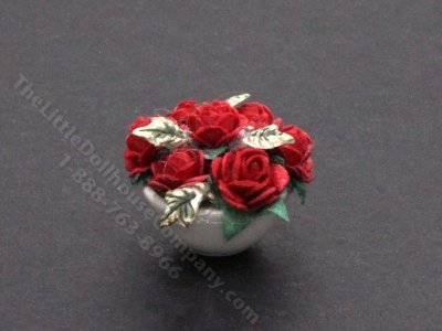 (image for) Miniature Red Rose Flower Arrangment for Dollhouses