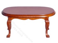 (image for) Dollhouse Miniature Oval Walnut Coffee Table