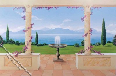 (image for) Waterfront Park Scene Miniature Mural for Dollhouses