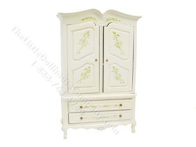 (image for) Vintage Miniature Floral Armoire Wardrobe for Dollhouses