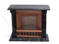 (image for) As-Is Miniature Black and Copper Fireplace for Dollhouses
