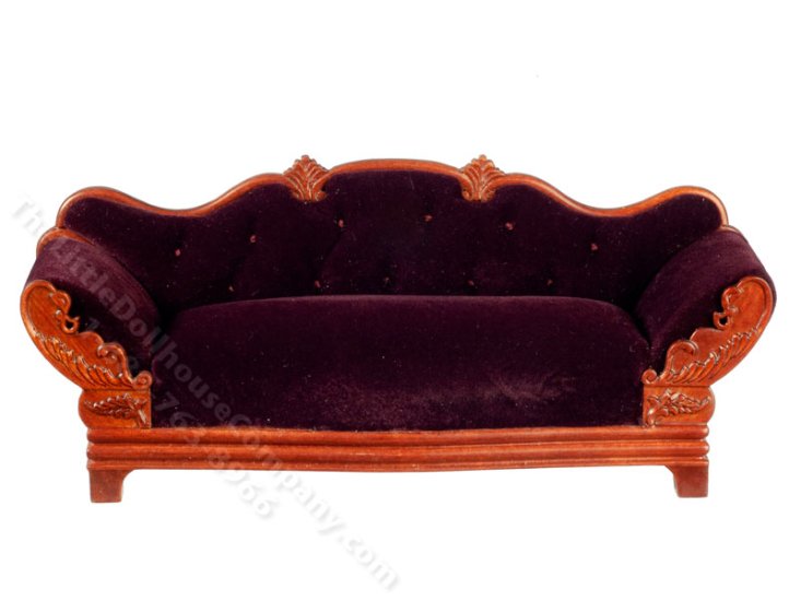 (image for) Dollhouse Miniature Wine Victorian Sofa
