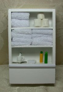 (image for) Open-Shelf Cabinet with Linens, White