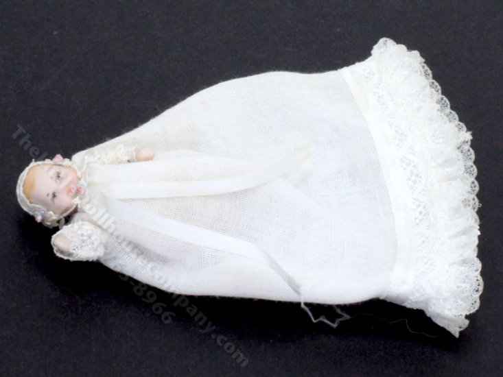 (image for) Miniature Porcelain Baby in Christening Gown