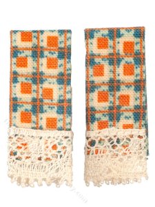 (image for) Miniature Set of Two Country Squares Dish Towels for Dollhouses