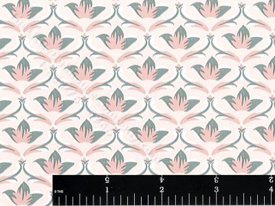 (image for) Pink and Green Leaves Miniature Wallpaper for Dollhouses