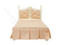 (image for) Vintage Miniature White & Pink Floral Bespaq Bed for Dollhouses