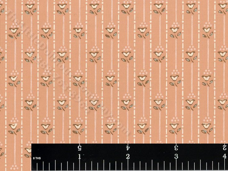 (image for) Flower Stripe on Peach Miniature Wallpaper for Dollhouses