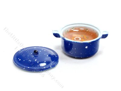 (image for) Miniature Spatterware Pot of Chicken Thighs for Dollhouses