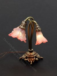 (image for) Miniature Brass Pink Triple Tulip Lamp by Jim Pounder