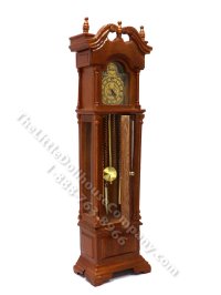 (image for) As Is Vintage Miniature Bespaq Grandfather Clock for Dollhouses - Walnut