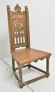 (image for) Miniature Bespaq Style Walnut Gothic Side Chair for Dollhouses
