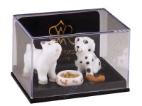 (image for) Miniature Porcelain Dogs with Food Bowl and Bone