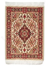 (image for) Dollhouse Scale Model Turkish Carpet - Tan and Red