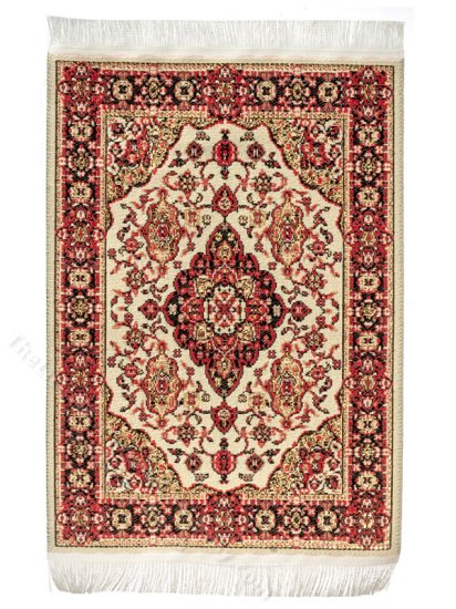 (image for) Dollhouse Scale Model Turkish Carpet - Tan and Red