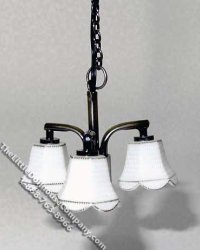 (image for) Miniature 12v Pewter Tulip 3 Shade Ceiling Lamp for Dollhouses
