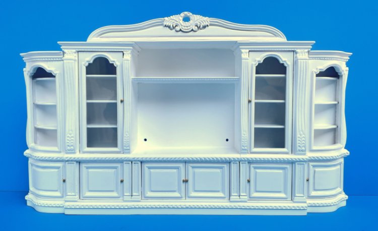(image for) Miniature Entertainment Wall Unit in White for Dollhouse