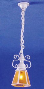 (image for) Dollhouse Scale Model Hanging Lamp with Amber Inserts