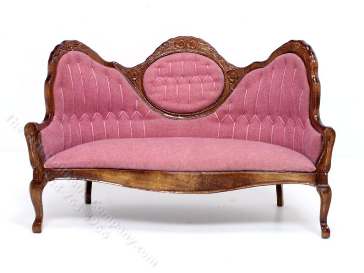 (image for) Miniature Walnut Victorian Sofa For Dollhouses