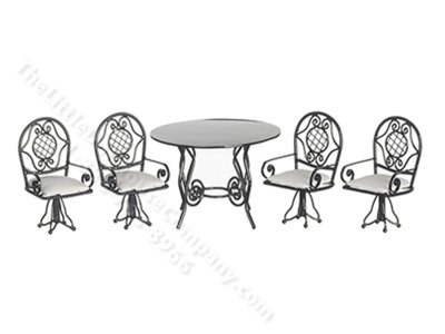 (image for) Miniature Black Wire Table And Chair Set for Dollhouses