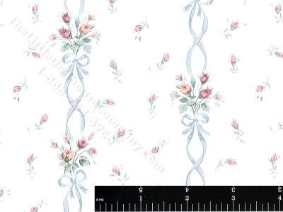 (image for) Roses and Ribbons Miniature Wallpaper for Dollhouses