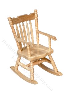 (image for) Miniature Oak Boston Rocking Chair for Dollhouses