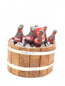 (image for) Miniature Barrel of Vintage Coke Bottles