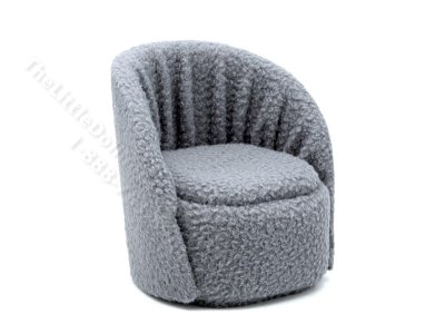 (image for) Miniature Faux Sherpa Round Chair for Dollhouses - Grey
