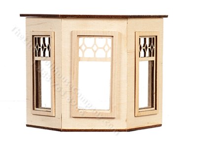 (image for) Prairie Diamond Top Bay Window, Flat Top, for Dollhouses