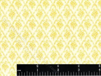 (image for) Yellow Damask Trellis Pattern Miniature Wallpaper for Dollhouses