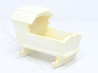 (image for) Miniature White Hooded Cradle for Dollhouses